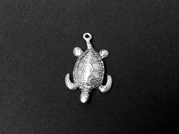 Turtle Charm Sterling Silver 27mm, Tortoise Charm, Animal charm, Sea Charm, Sea Turtle charm - SP189 - BeadPrism