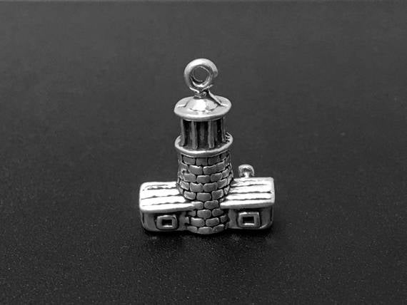 Lighthouse Charm Sterling Silver 18.5mm, Light House Charm, Beach charms, Lighthouse charms - SP190 - BeadPrism