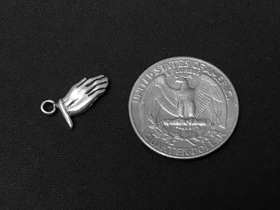 Praying Hands Charm Sterling Silver 16mm, Christian Charms, Religious Charms, Praying charms - SP192 - BeadPrism