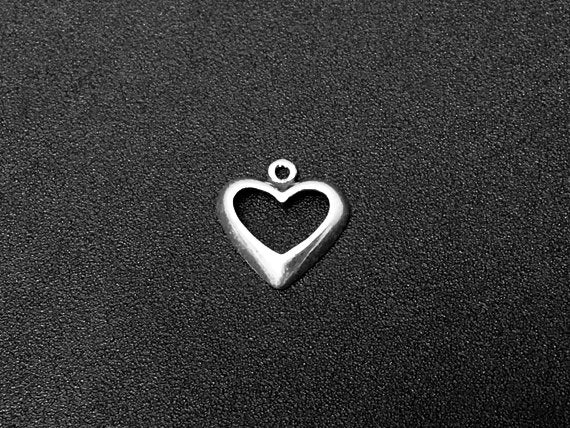 Heart Charm Sterling Silver 10.5mm, valentine charms, Open Beveled Edge Heart Charms - SP204 - BeadPrism