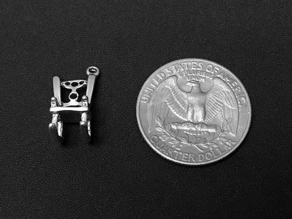 Rocking Chair Charm Sterling Silver 18.5mm, Rocker Charm, Rocking Chair charms - SP210 - BeadPrism