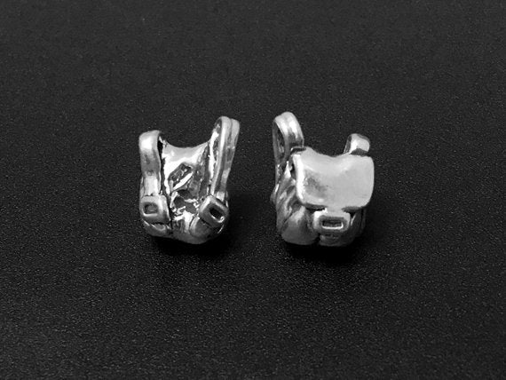 Backpack Charm Sterling Silver 12.5mm, Travel Charms, School Charm, Backpack charms - SP213 - BeadPrism