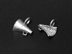 Half Megaphone Charm Sterling Silver 13.5mm, Cheerleader Charms, Megaphone charms - SP214 - BeadPrism