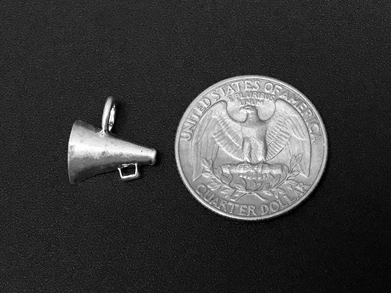 Half Megaphone Charm Sterling Silver 13.5mm, Cheerleader Charms, Megaphone charms - SP214 - BeadPrism