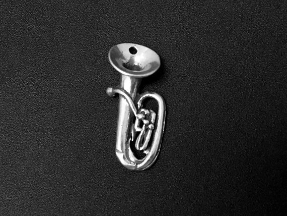 Tuba Charm Sterling Silver 24.5mm, music charms, music instrument charms, Tuba Charms - SP226 - BeadPrism