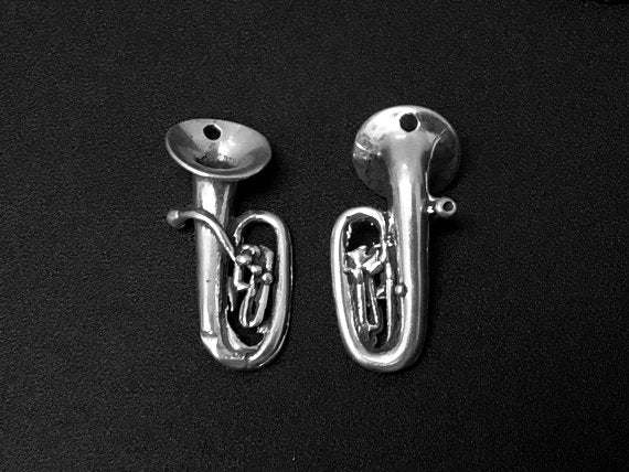 Tuba Charm Sterling Silver 24.5mm, music charms, music instrument charms, Tuba Charms - SP226 - BeadPrism