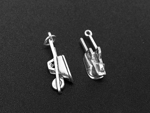 Wheelbarrow Charm Sterling Silver 23mm, Garden Charms, Farm Charms, Wheelbarrow charms - SP232 - BeadPrism