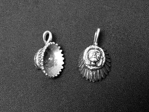 Indian Head Charm Sterling Silver 18mm, Tribal charms, Indian Head charms - SP247 - BeadPrism