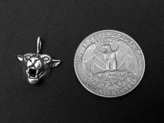 Cougar Charm Sterling Silver 17.5mm, Silver Cougar charms, Animal charms, Cougar charms - SP250 - BeadPrism