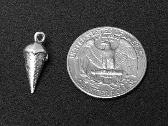 Ice Cream Cone Charm Sterling Silver 19mm, Food charms, Ice Cream Cone Charms - SP252 - BeadPrism