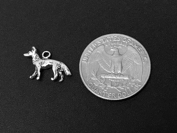 Shepherd Dog Charm Sterling Silver 13mm, Animal Charms, Pet charms, Shepherd Dog charms - SP315 - BeadPrism