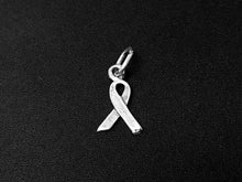 Load image into Gallery viewer, AIDS Awareness Ribbon Charm Sterling Silver 15mm, Ribbon Charm, AIDS Awareness Ribbon charms - SP341 - BeadPrism