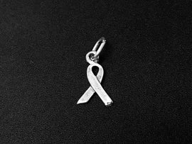 AIDS Awareness Ribbon Charm Sterling Silver 15mm, Ribbon Charm, AIDS Awareness Ribbon charms - SP341 - BeadPrism
