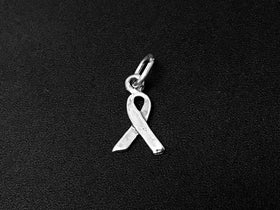 AIDS Awareness Ribbon Charm Sterling Silver 15mm, Ribbon Charm, AIDS Awareness Ribbon charms - SP341 - BeadPrism
