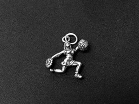 Cheerleader Charm Sterling Silver 18mm, Sport Charm, Leader Charm, Female Cheerleader charms - SP367 - BeadPrism