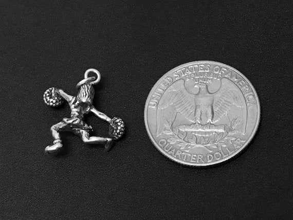 Cheerleader Charm Sterling Silver 18mm, Sport Charm, Leader Charm, Female Cheerleader charms - SP367 - BeadPrism