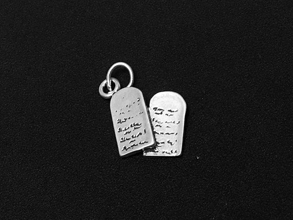 Ten Commandments Charm Sterling Silver 15.5mm, Bible, Moses Charms, Ten Commandments charms - SP312 - BeadPrism