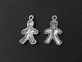 Gingerbread Man Charm Sterling Silver 21mm, Food charms, Holiday charm, Gingerbread Charms - SP328 - BeadPrism