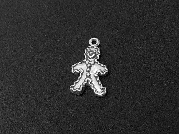 Gingerbread Man Charm Sterling Silver 21mm, Food charms, Holiday charm, Gingerbread Charms - SP328 - BeadPrism