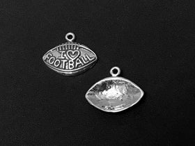 I Love Football Charm Sterling Silver 15mm, Love Charms, Sports Charms, Football Ball charms - SP299 - BeadPrism