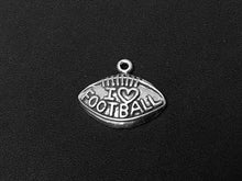 Load image into Gallery viewer, I Love Football Charm Sterling Silver 15mm, Love Charms, Sports Charms, Football Ball charms - SP299 - BeadPrism