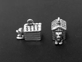 Dog House Charm Sterling Silver 12mm, Animal Charms, Pet Charms, Dog charm, Dog House charms - SP291 - BeadPrism