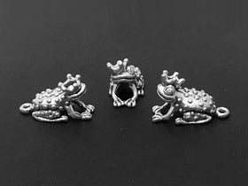 Frog Prince Charm Sterling Silver 18mm, Animal Charms, Prince Charms, Frog Prince charms - SP297 - BeadPrism