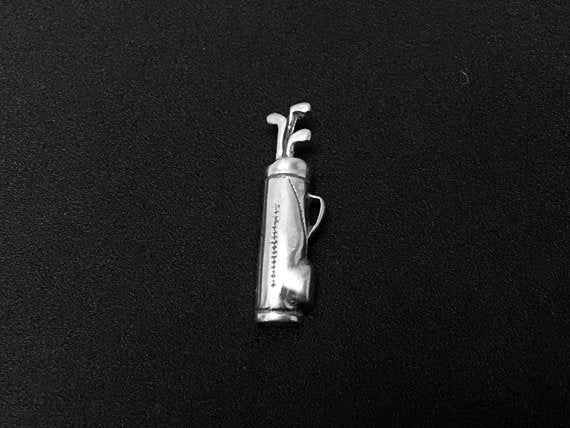 Golf Bag Charm Sterling Silver 23.5mm, Golf Charm, Sports Charm, Games Charm, Golf Bag charm - SP261 - BeadPrism