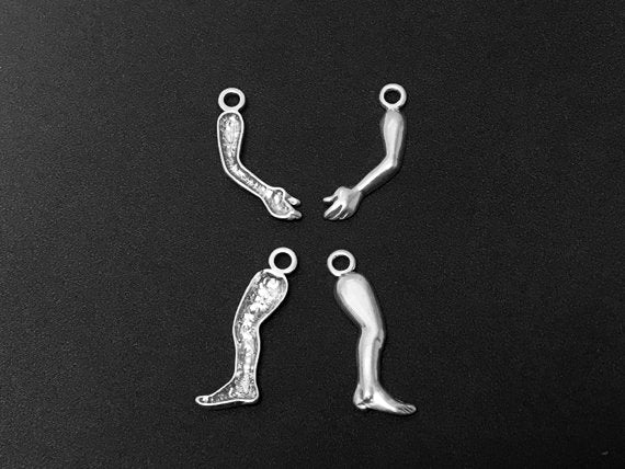 Arm and Leg 2 Pieces Charm Sterling Silver 25mm, Orthopedic Charms, Arm and Leg charms - SP267 - BeadPrism