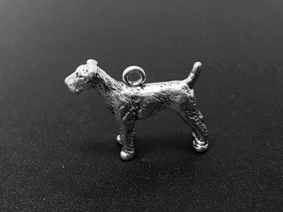 Airedale Terrier Charm Sterling Silver 15mm, Terrier Charms, Dog charms, Airedale charms - SP272 - BeadPrism
