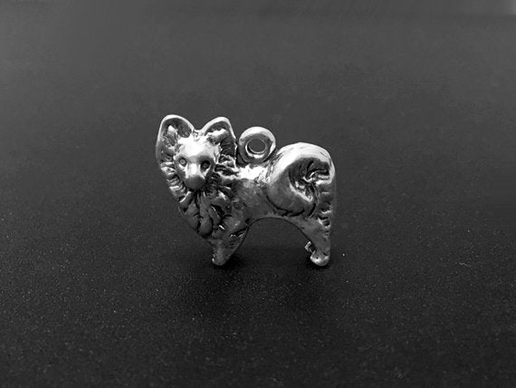 Pomeranian Charm Sterling Silver 14mm, Papillon Charms, Dog charms, Pomeranian charms - SP277 - BeadPrism