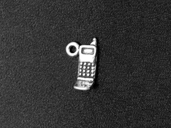 Cell Phone Charm Sterling Silver 10mm, Mobile Phone Charms, Diva Charm, Cellphone charms  SP280 - BeadPrism