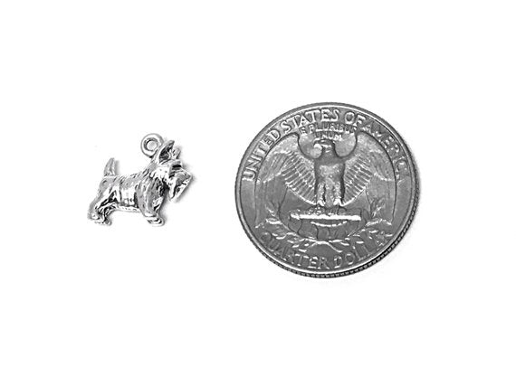 Scottish Terrier Charm Sterling Silver 13mm, Schnauzer Charms, Pet Charms, Dog charms - SP271 - BeadPrism