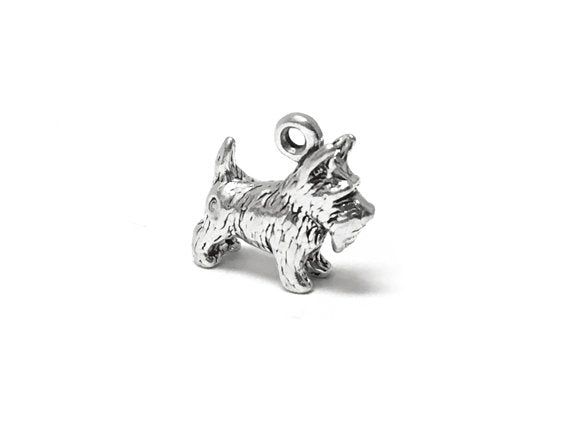 Scottish Terrier Charm Sterling Silver 13mm, Schnauzer Charms, Pet Charms, Dog charms - SP271 - BeadPrism