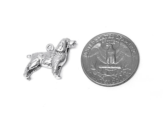 Cocker Spaniel Charm Sterling Silver 17.5mm, Dog Charms, Pet Charms, Springer Spaniel charms - SP273 - BeadPrism