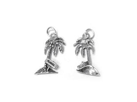 Palm Tree Florida Sign Charm Sterling Silver 21mm, Tree Charm, Florida charm, Palm Tree charms SP310 - BeadPrism