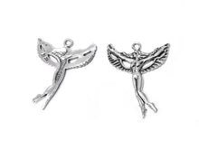 Load image into Gallery viewer, Left Facing Winged Fairy Charm Sterling Silver 30mm, Fantasy Charms, Winged Fairy charms - SP289 - BeadPrism