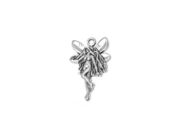 Left Facing Fairy Charm Sterling Silver 25mm, Fantasy Charm, Fairy charm, Silver Fairy charm - SP287 - BeadPrism