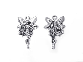 Right Facing Fairy Charm Sterling Silver 25mm, Fantasy Charms, Silver Fairy charms - SP284 - BeadPrism