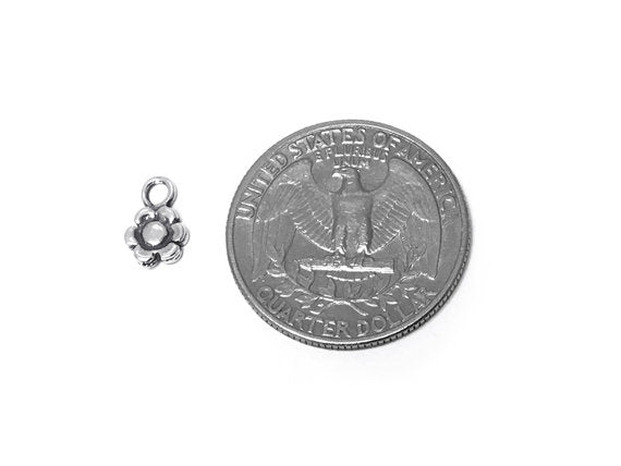Flower Charm Sterling Silver 10mm, Floral charms, Nature Charms, Tiny Flower charms - SP317 - BeadPrism