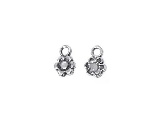 Flower Charm Sterling Silver 10mm, Floral charms, Nature Charms, Tiny Flower charms - SP317 - BeadPrism
