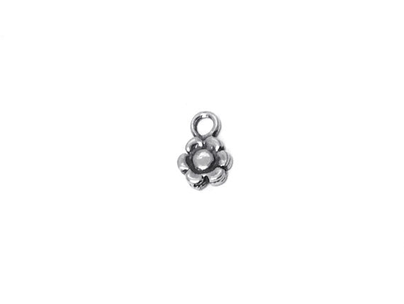 Flower Charm Sterling Silver 10mm, Floral charms, Nature Charms, Tiny Flower charms - SP317 - BeadPrism