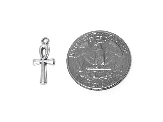 Ankh Charm Sterling Silver 20mm, Symbol of Life, Egyptian Cross charm, small Ankh charms - SP319 - BeadPrism