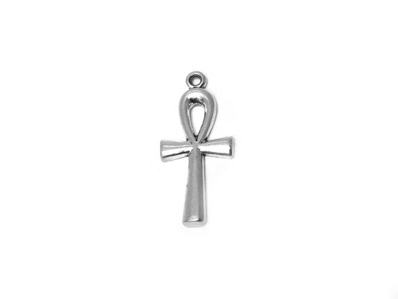 Ankh Charm Sterling Silver 27mm, Symbol of Life, Egyptian Cross charm, Ankh charms - SP320 - BeadPrism