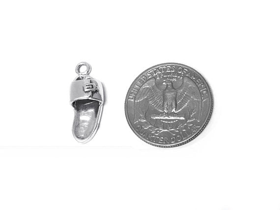 Sandal Charm Sterling Silver 25mm, Shoe Charms, Fashion Charm, Slipper Charm, Sandal charms - SP326 - BeadPrism