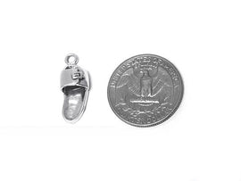 Sandal Charm Sterling Silver 25mm, Shoe Charms, Fashion Charm, Slipper Charm, Sandal charms - SP326 - BeadPrism
