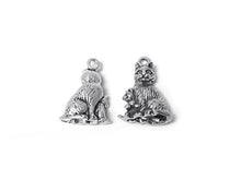 Load image into Gallery viewer, Cat with Kitten Charm Sterling Silver 20.5mm, Pet charms, Animal charms, Kitten charms - SP330 - BeadPrism
