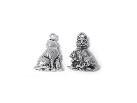 Cat with Kitten Charm Sterling Silver 20.5mm, Pet charms, Animal charms, Kitten charms - SP330 - BeadPrism