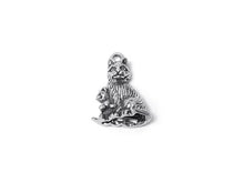 Load image into Gallery viewer, Cat with Kitten Charm Sterling Silver 20.5mm, Pet charms, Animal charms, Kitten charms - SP330 - BeadPrism