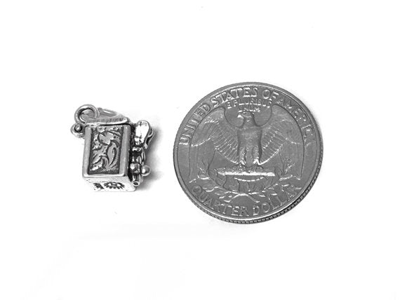 Movable Prayer Box Charm Sterling Silver 14mm, Religious Charms, Prayer Box Charms - SP335 - BeadPrism